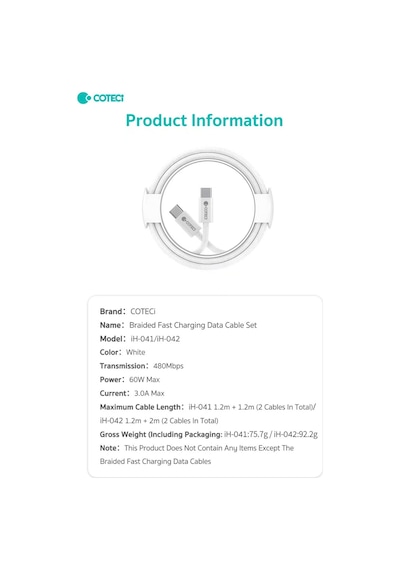 İh-041 Type-c To Type-c 2'li Set Paket 1.2m+1.2m Hızlı Şarj Ve Data Veri Kablosu Seti Macbook Ve Telefon, Tablet, Laptop Uyumlu Evrensel Veri Aktarım Kablosu