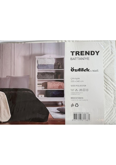 Özdilek Trendy Çift Kişilik Art Deco Battaniye - Kemik Kemik