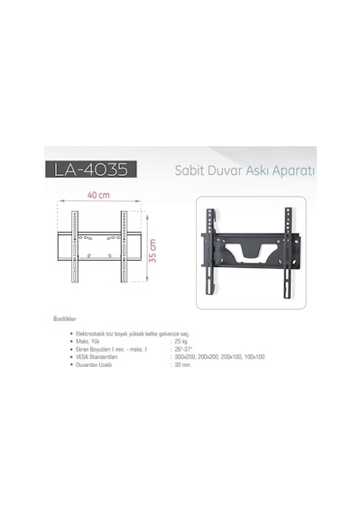 La 4035 26'' 40'' Lcd/Led/Tv Sabit Askı Aparatı