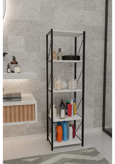 Orno 5 Raflı Banyo Dolabı Banyo Rafı Çok Amaçlı Banyo Rafı-beyaz Beyaz
