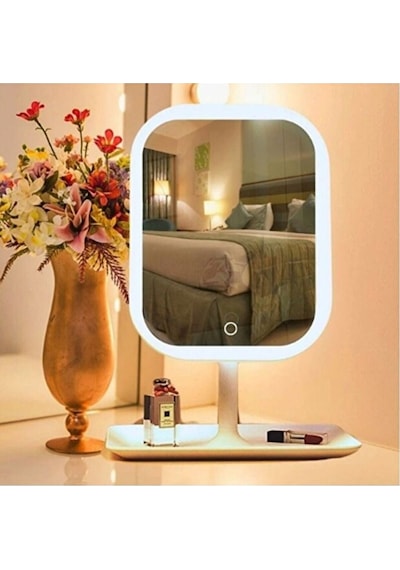 Reoona Led Işıklı Makyaj Aynası Dokunmatik, 3 Işık Modlu, Şık Tasarım Beyaz