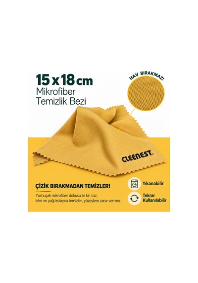 Cleenest Gözlük Ve Ekran Temizleme Seti 50 Ml Nazik Solüsyon & Yumuşak 15 X 18 Cm Kaşmir Mikrofiber Bez İle Iş