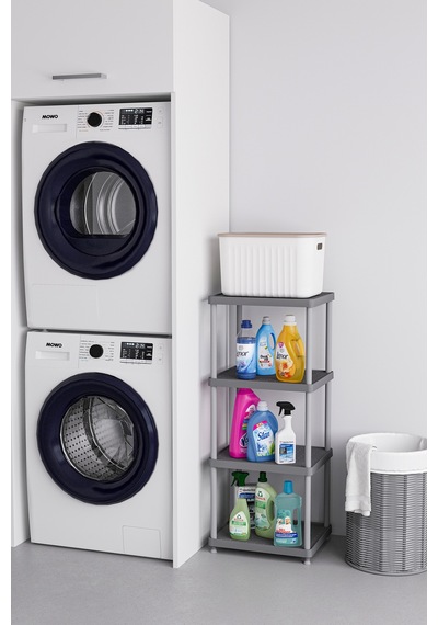 Gri 4 Katlı 33x40 Ekstra Geniş Düzenleyici Mutfak Banyo Ve Kiler Rafı