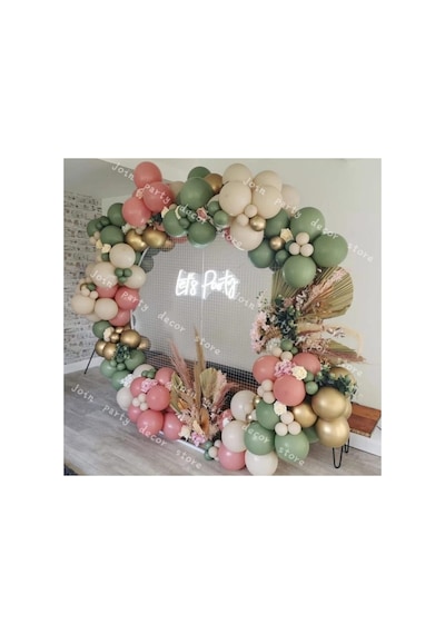 Krom Gold Küf Yeşili Ten Rengi Ve Toz Pembe Balon Zinciri 100 Adet Mix