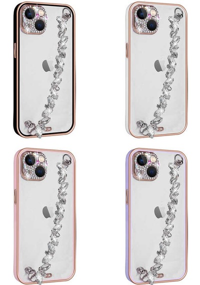 Apple Uyumlu iPhone 13 Kılıf Taş Süslemeli Kamera Korumalı El Tutamaçlı Zore Blazer Kapak Beyaz