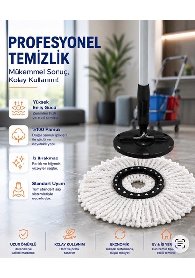 3'lü Yuvarlak Mop Yedeği Çok Renkli