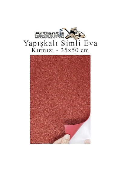 Yapışkanlı Simli Eva 35x50 Cm 1 Adet Simli Yapışkanlı Eva Süngeri Okul Kreş Anasınıfı Elişi Etkinlikleri Hobi Kırmızı