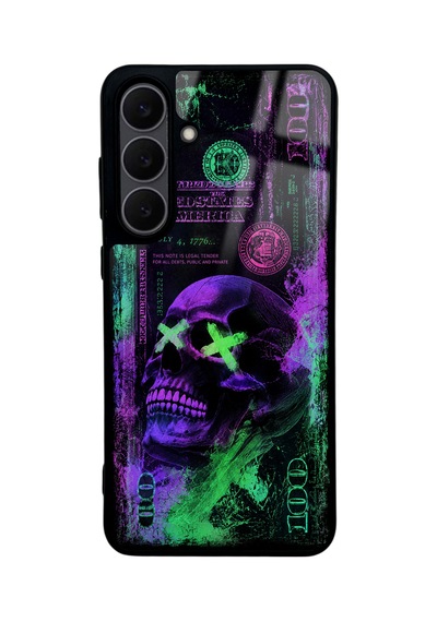 Samsung Uyumlu  S25 Fe Purple Neon Skull Chaos Tasarımlı Glossy Telefon Kılıfı Mor