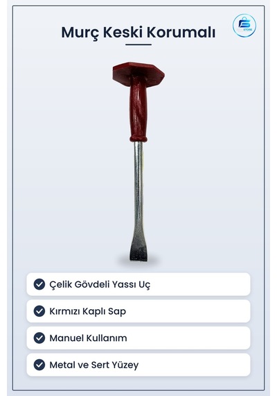 Murç Keski Korumalı Yassı Çelik Sap Koruyuculu Hırdavat Manuel El