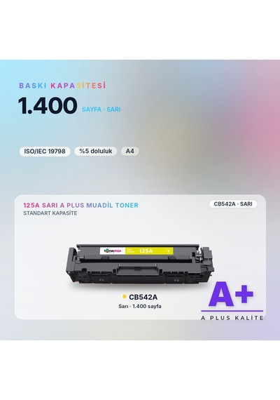 Hp 125a Cb542a Sarı Uyumlu Toner A Plus / Color Laserjet Cp1215 / Cp1515 / Cm1312