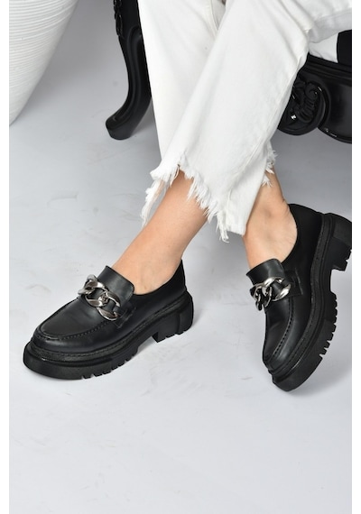 Fox Shoes Siyah Kalın Tabanlı Kadın Günlük Ayakkabı K294760009