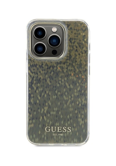 Apple Uyumlu iPhone 15 Pro Kılıf Guess Lisanslı Yazı Logolu Mirror Disco Kapak