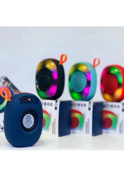 Kablosuz Bluetooth Hoparlör 5w Rgb Led Işıklı Speaker Mavi