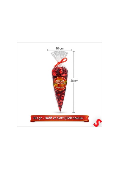 Gerçek Kurutulmuş Gül Yaprağı, Çilek Kokulu - Kırmızı