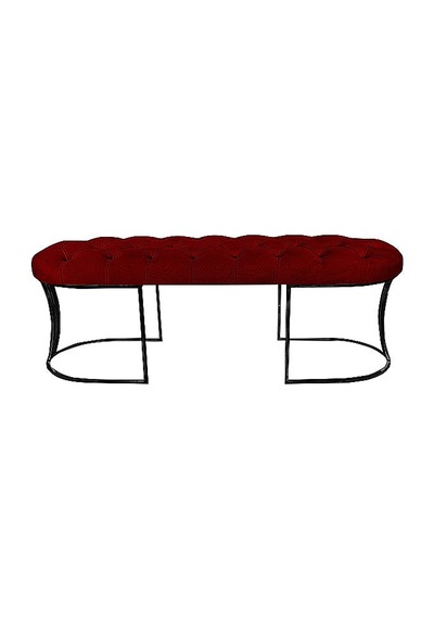 Viego Siyah Bench Puf Bordo