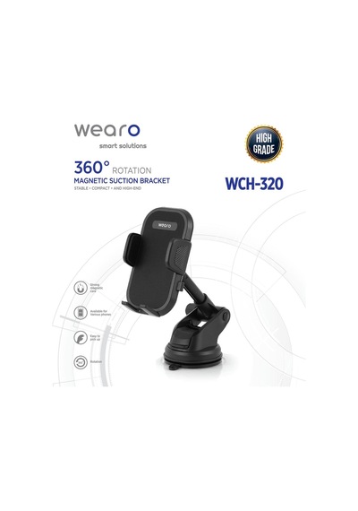Araç İçi Uzayan Ayarlanabilir Vantuzlu Otomatik Telefon Tutucu - Cam Ve Torpido Için Yüksek Kalite Wch-320