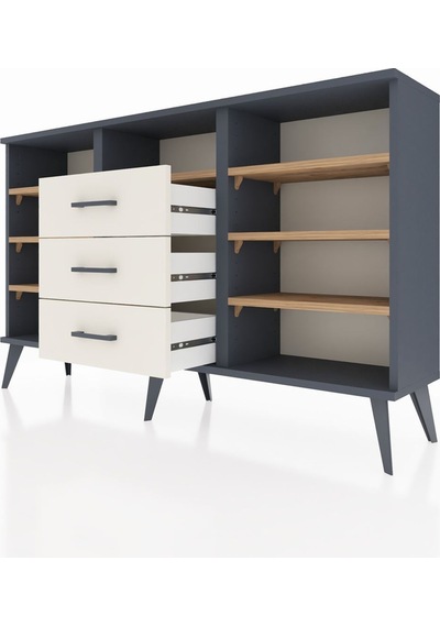Arges Konsol 7 Raflı 3 Çekmeceli 132x30x83 Antrasit-çam/aytaşı Çam/aytaşı Arges Konsol 7 Raflı 3 Çekmeceli 132x30x83 Antrasit-çam/aytaşı Çam/aytaşı