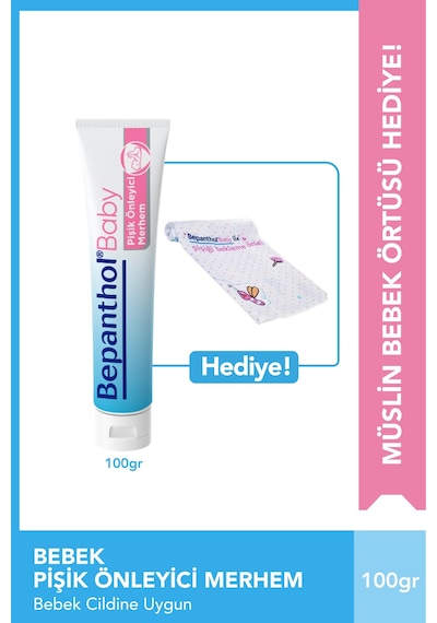 Bepanthol Baby Pişik Önleyici Merhem 100 G + Müslin Bebek Örtüsü