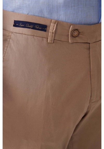 Erkek Bej Regular Fit Pamuk-likra Kanvas Pantolon