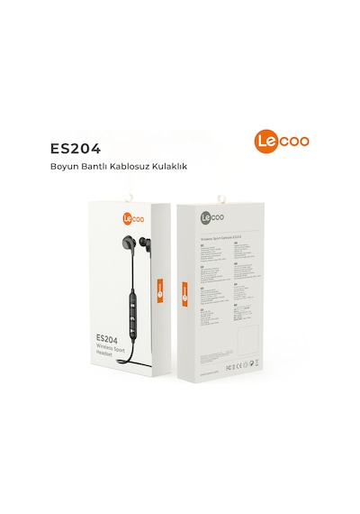 Lecoo ES204 Boyun Bantlı Kablosuz Bluetooth 5.0 Mikrofonlu Kulak İçi Kulaklık