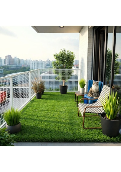 Plastik Beyaz Dekoratif Bahçe Çiti Perde Balkon Filesi 20 Mm Göz Kedi Filesi Kümes Filesi Çiti