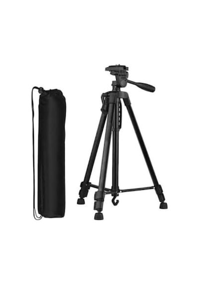Siyah Büyük Profesyonel Kamera Ayarlanabilir Tripod Telefon Tutucu Tripot 140 Cm, Siyah 140 Cm