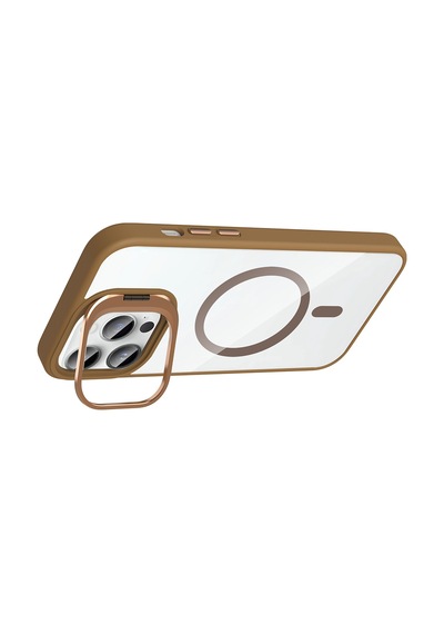 Apple Uyumlu iPhone 14 Pro Max Kılıf Kamera Standlı Magsafe Destekli Şeffaf Arka Yüz Silikon Celikaksesuar Siyah