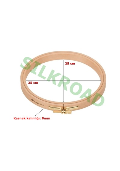 Nurge 8mm Vidalı Ağaç Kasnak - No:6 Nakış Kasnağı - 250mm - 8mm