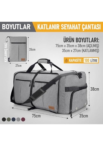 Xmlbayiciniz Katlanabilir Seyahat Çantası, Bavul Valiz Büyük Boy El Bagajı Çantası Erkekler Ve Kadınlar İçin, Ayakkabı Böl Genel