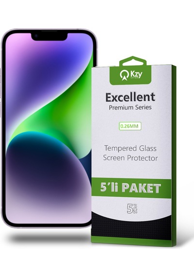 Apple Uyumlu   iPhone 14 ile Temperli Ekran Koruyucu Kırılmaz Cam Ekonomik 5'li Paket