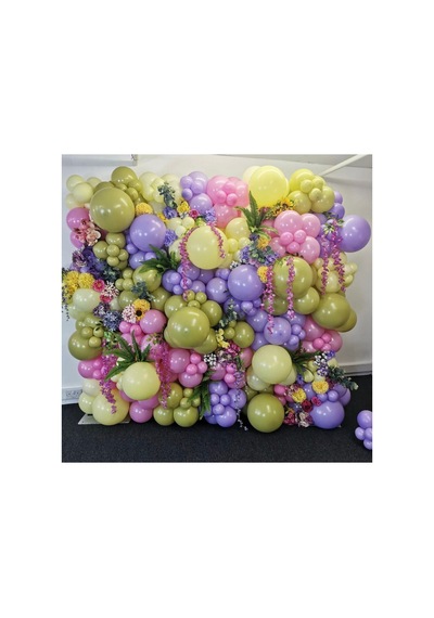 Makaron Pembe Lila Sarı Ve Retro Zeytin Balon Zinciri 100 Adet A