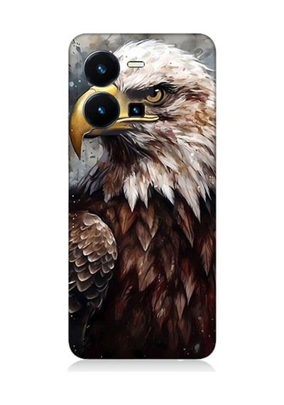 Vivo Y22s Uyumlu Silikon Kılıf Asil Beyaz Başlı Siyah Kartal