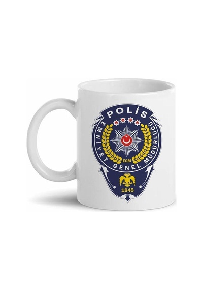 Polis Logo Baskılı Kupa Bardak Hediyelik Isimli Beyaz