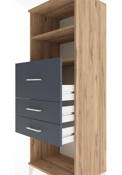 Hyperion Dolap 2 Raflı 3 Çekmeceli 60x44x163 Çam-antrasit Çam