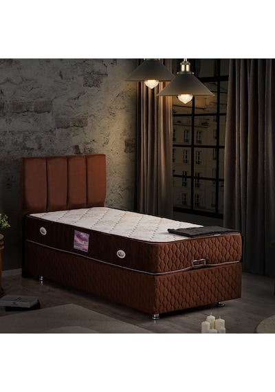 Setaymobilya Baza, Tetra Koyu Kahve Tek Kişilik Baza + Başlık + Deluxe Yatak