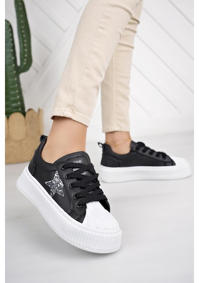 Nesilshoes Nesil Shoes Dvm 7100 Siyah Beyaz Kadın Sneakers Siyah&beyaz