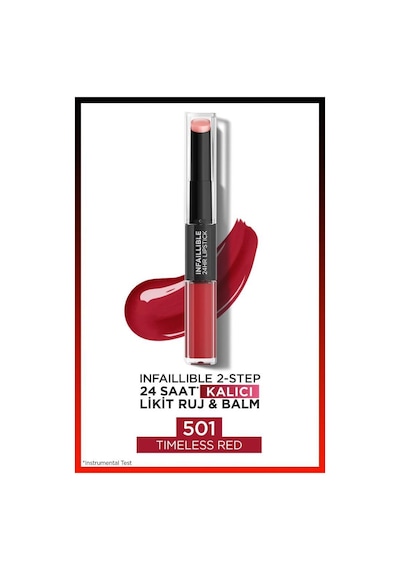 L'Oreal Paris Infaillible 2-Step 24 Saat Kalıcı Likit Ruj & Balm - 501 Timeless Red
