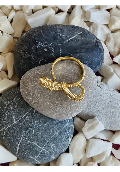 Eva Takı Store Fiyonk Kurdela Model Ayarlanabilir Gold Renk Çelik Yüzük Gold
