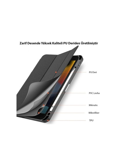 Dux Ducis Apple iPad Uyumlu, 10.9 2022 Kılıf Domo Series Kalem Bölmeli Mıknatıslı Standlı Kapaklı Kılıf- 5775