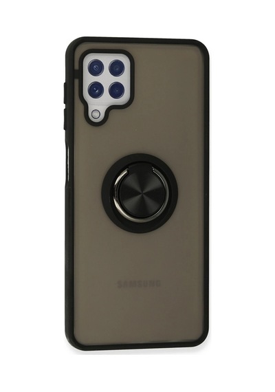 Uryport Samsung Galaxy Uyumlu A22 Kılıf Montreal Yüzüklü Silikon Kapak - Siyah Çok Renkli