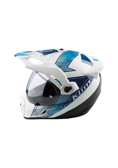 Klim Krios Pro Carbon Spectrum Adv Rally Motosiklet Kaskı Beyaz Mavi Beyaz / Mavi