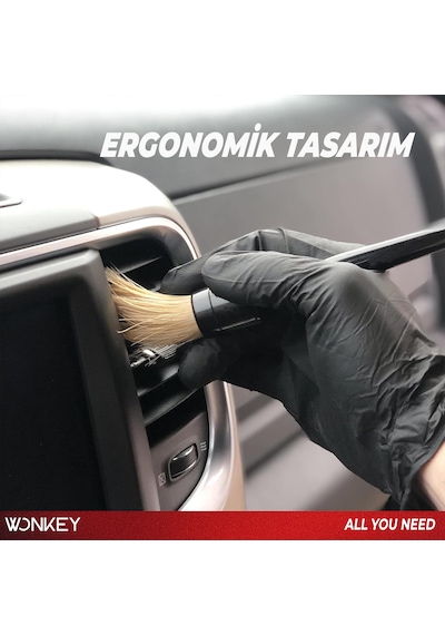 Wonkey - Oto Detay Temizlik Fırçası Klima Izgarası, Havalandırma Menfezi, Torpido, Konsol, Jant Ve Bijon Araları İçin Yumuşak Kıllı Araç Temizleme Fırçası 1