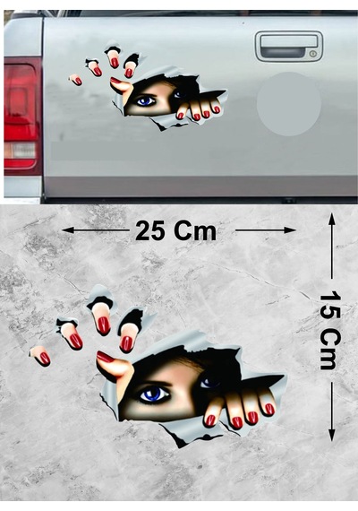 Bagajdan Bakan Esrarengiz Gözler Sticker- Araba Oto Motosiklet Karavan Sticker - 00295 25x15 Cm