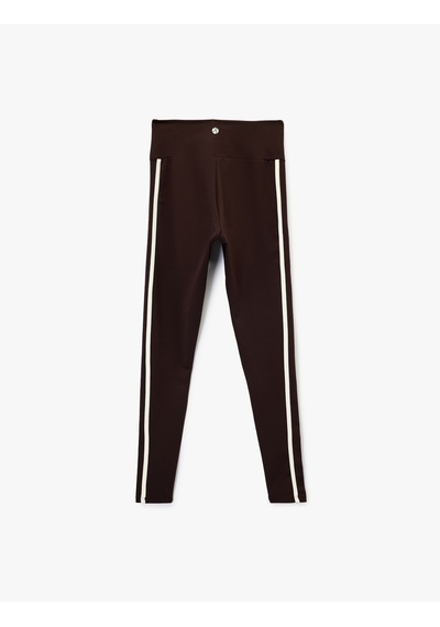 Koton Yüksek Bel Biyeli Slim Fit Spor Tayt Kahverengi 6wak40265nk Kahverengi