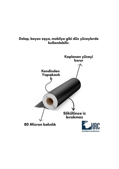 Dolap Ve Mobilya Kaplama Folyosu Mat Siyah 40cmx3mt Kendinden Yap