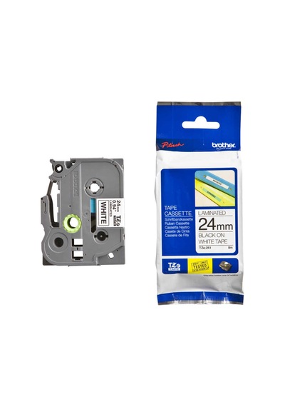Brother Tze-251 24 Mm Beyaz Üzeri Siyah Laminasyonlu Etiket