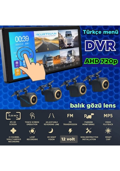 Dokunmatik Video Müzik Dvr Ekran 4 Ad 720p Ahd 170'' Kamera
