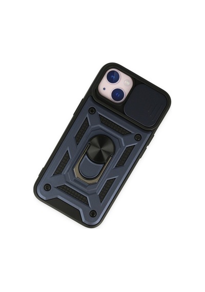 Apple iPhone  Uyumlu- 14 Kılıf Pars Lens Yüzüklü Silikon - Lacivert