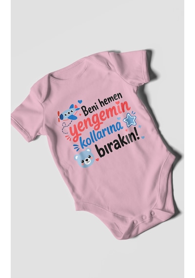 Morivokids Yengeye Özel Kısa Kollu Bebek Body %100 Pamuk Zbn150-kk Koyu Pembe