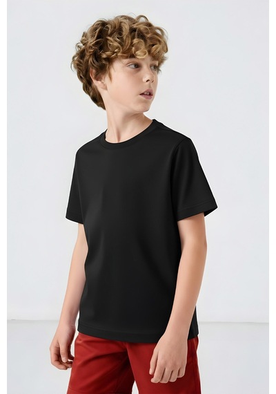 Standart Fit Basic O Yaka 2li Paket Siyah-beyaz Unisex Çocuk T-shirt - 11328 Siyah - Beyaz